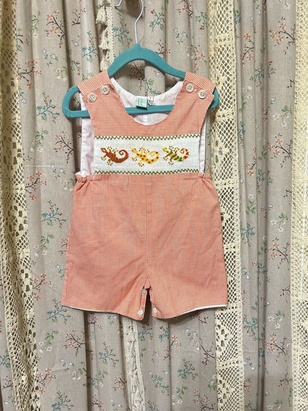The Plantation Shop Smocked Gingham Jon Jon 12-18M EUC Heirloom